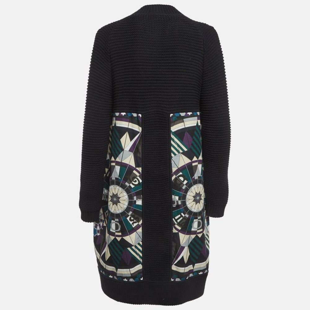 Hermes Black Printed Cotton And Purl Knit Long Cardigan S - Picture 2 of 6